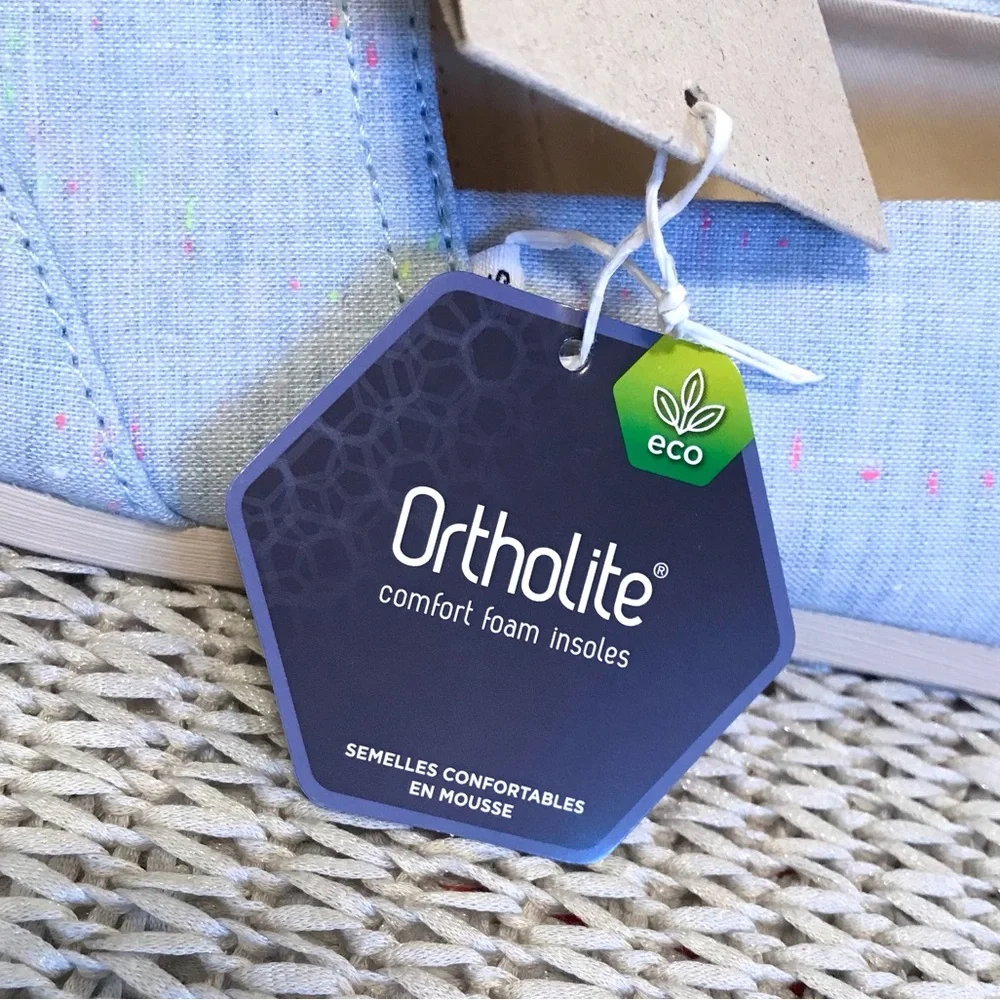 NWT Toms Alpargata Flats in Light Blue Speckled Linen